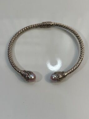 NWOT Samuel B. Sterling Silver Genuine Green Aventurine Hinged Cuff Bracelet